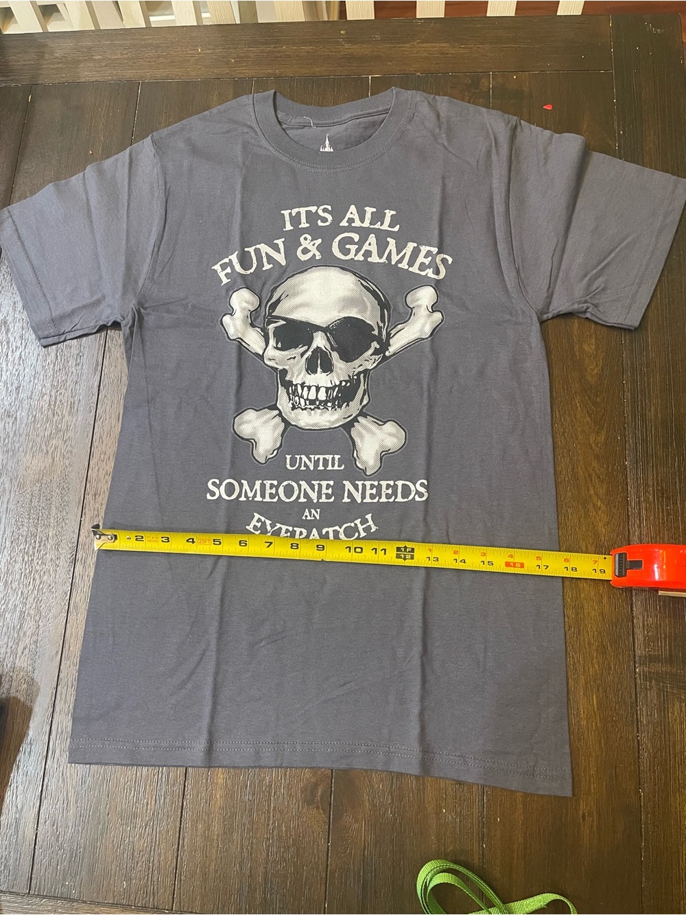 New! Disney Skull Graphic "It's All Fun & Games" T-Shirt - Gray